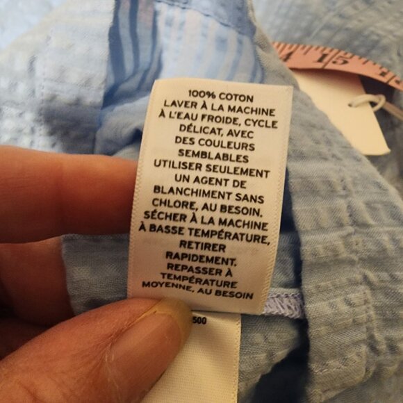 Nordstrom Seersucker Pajamas NWT Blue Small- Missing button, spots on pants - Picture 10 of 16